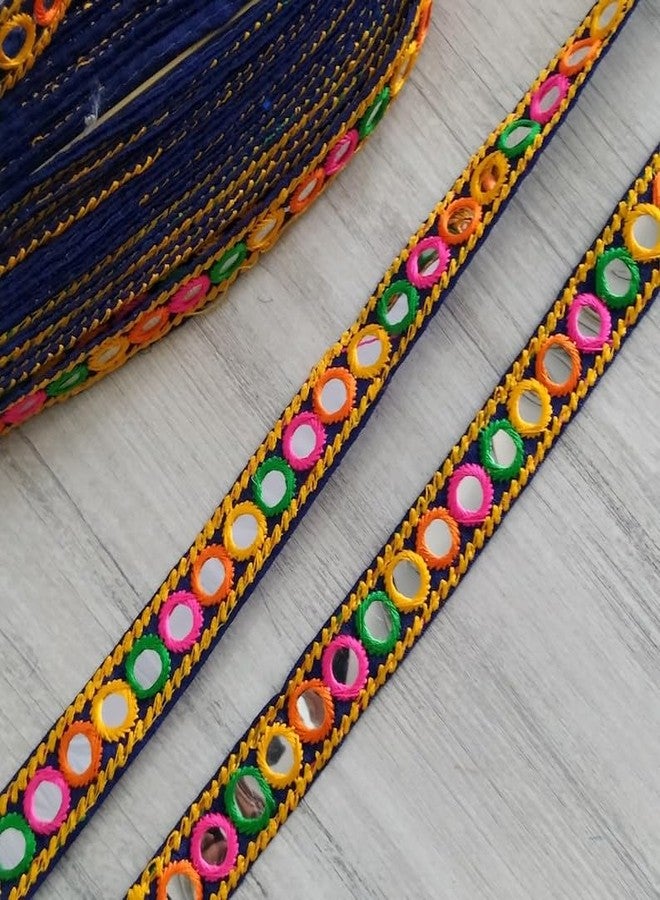 PREMDAS LACES Premdas lace Multicolor Banjara Trims, Embroidery Multicolor Banjara Sewing lace, for Junk journals, Scrapbooking,Art Craft Project,Thread Work Sari Trim Multicolour 9mter (Blue) - Image 1